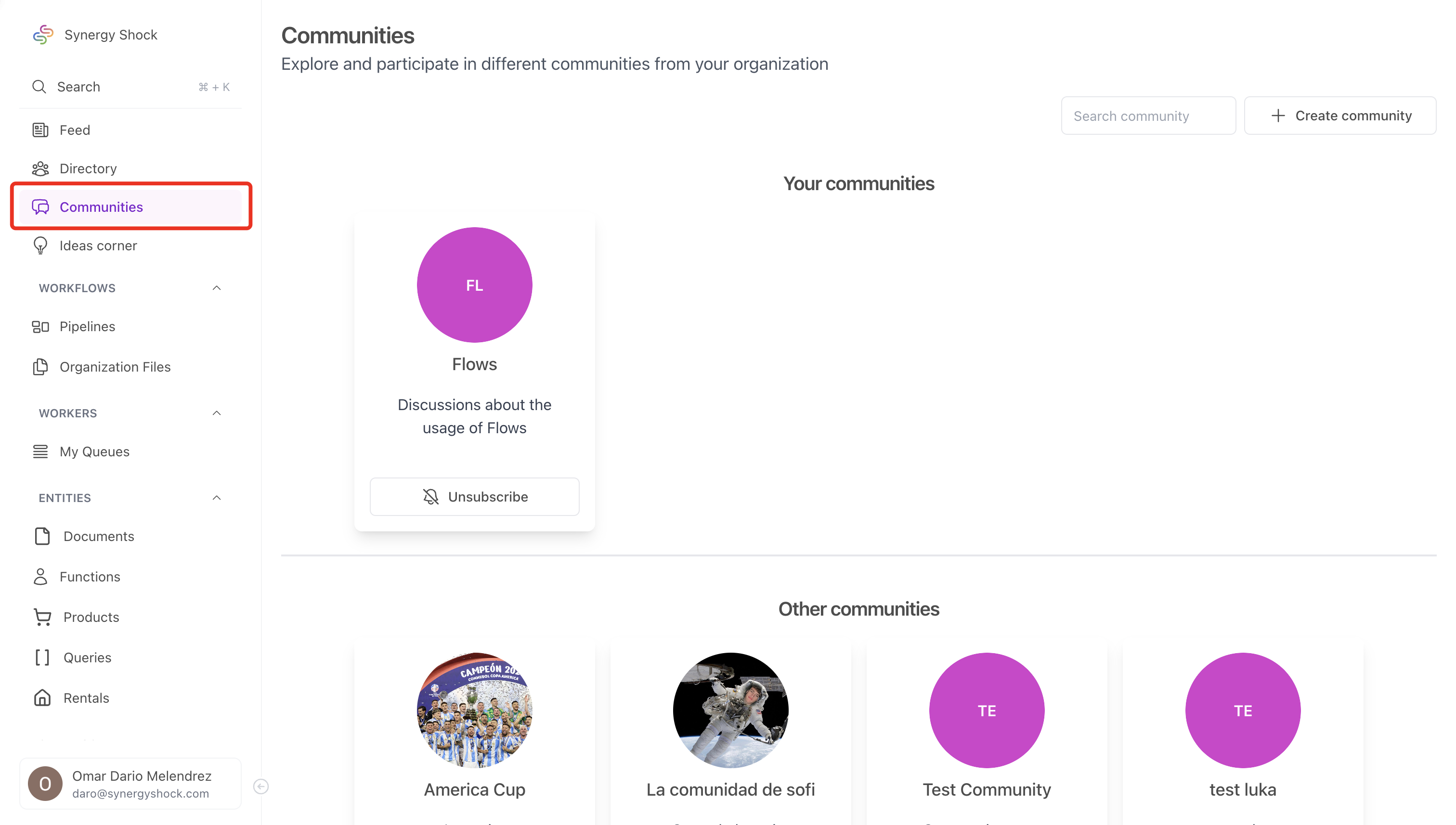 communities section