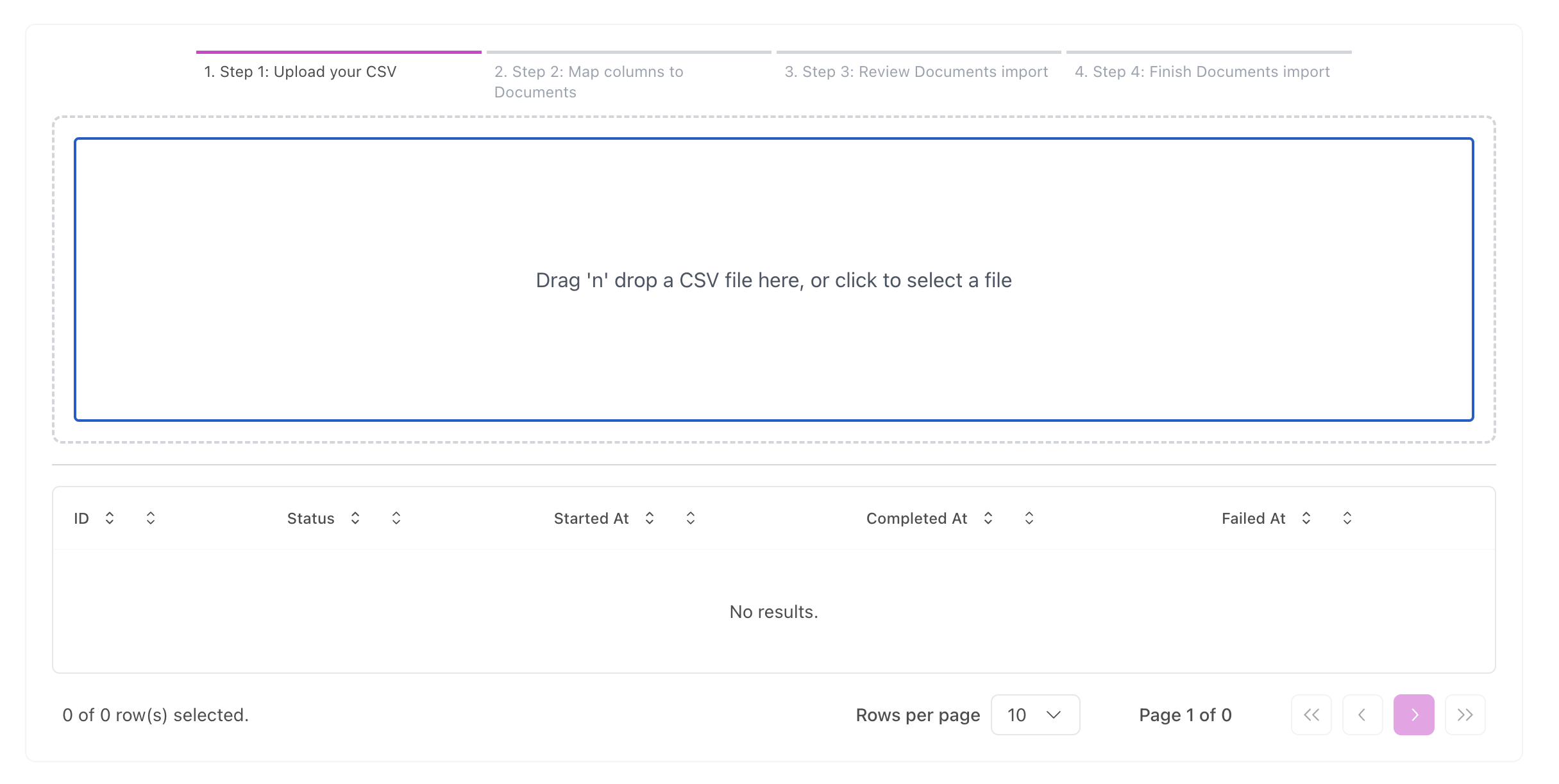 Import page