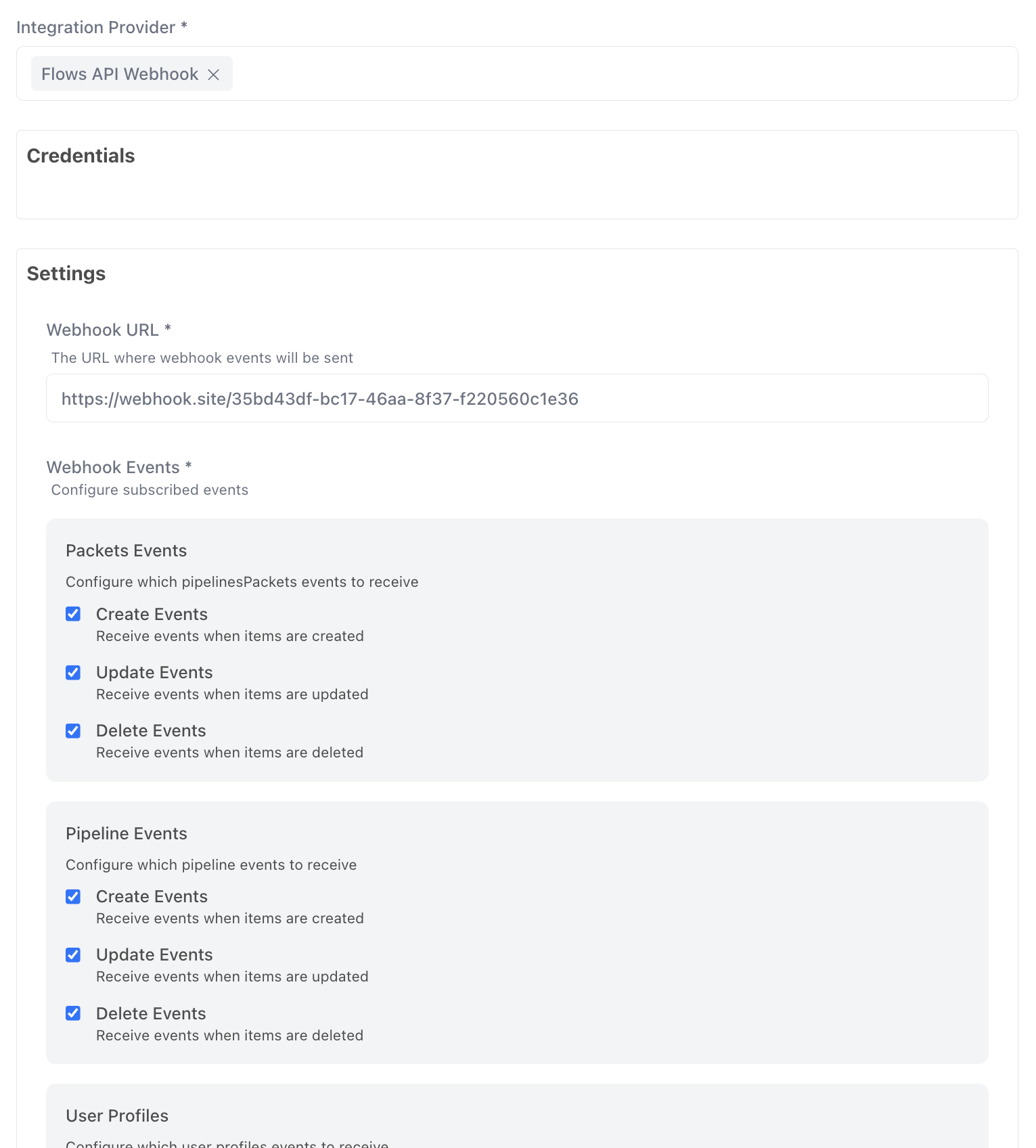 Webhooks Integration